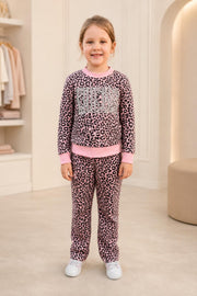 Rosa Leoparden Zweiteiler mit Statement-Print