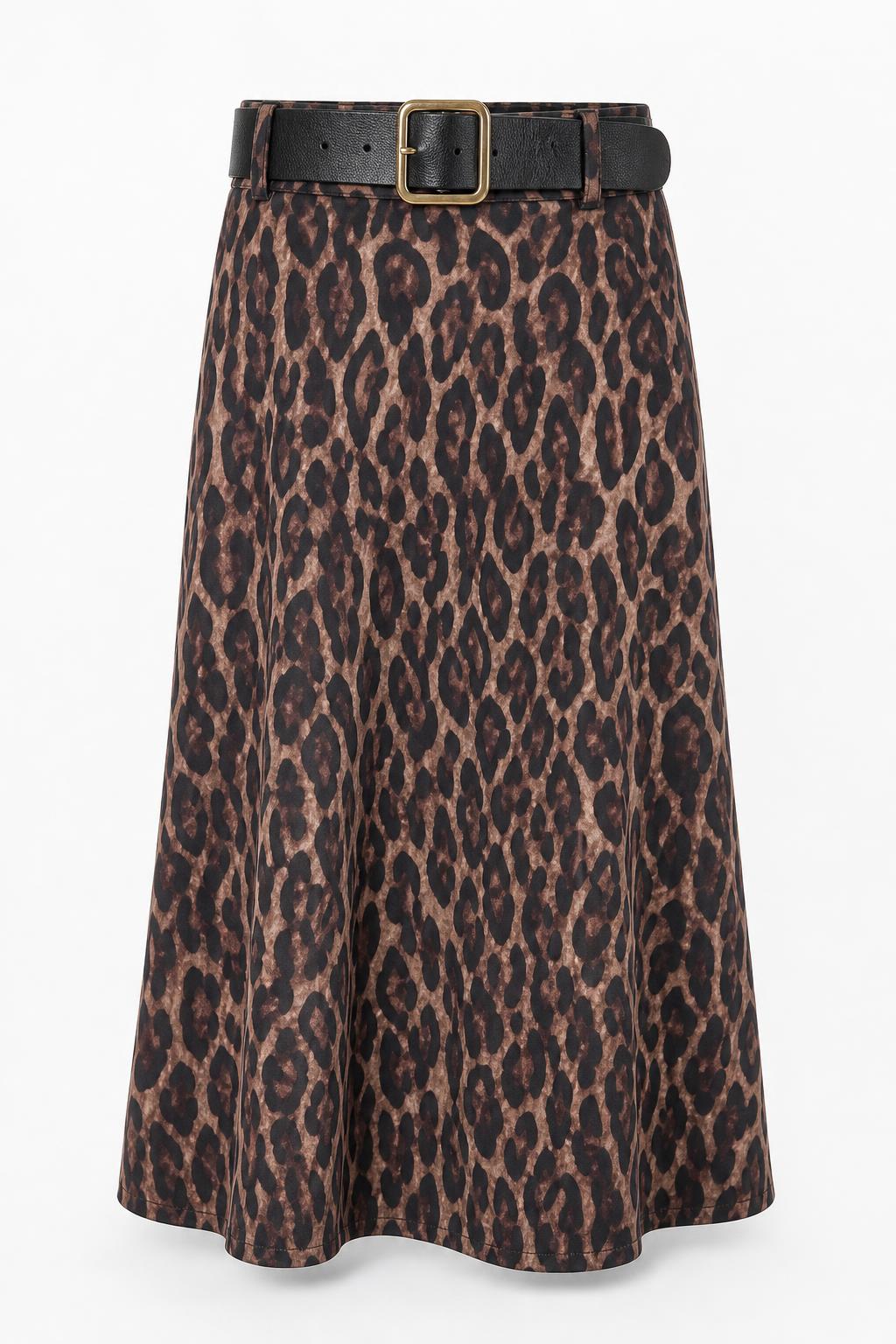 Animalprint-Rock mit Schnallengürtel