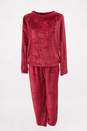 Bordeauxfarbener Kuschel-Homewear-Zweiteiler